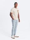 Ombre Clothing Světle hnědé pánské tričko s kapsičkou Ombre Clothing