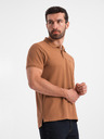 Ombre Clothing Hnědé pánské basic polo tričko Ombre Clothing