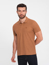 Ombre Clothing Hnědé pánské basic polo tričko Ombre Clothing