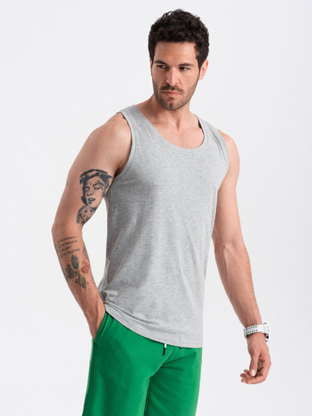 Ombre Clothing Šedé pánské bavlněné basic tílko Ombre Clothing