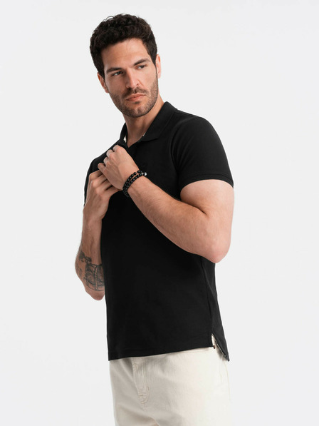 Ombre Clothing Černé pánské basic polo tričko Ombre Clothing