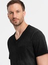 Ombre Clothing Černé pánské žíhané tričko Ombre Clothing