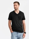 Ombre Clothing Černé pánské žíhané tričko Ombre Clothing