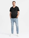 Ombre Clothing Černé pánské žíhané tričko Ombre Clothing