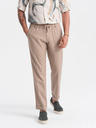 Ombre Clothing Světle hnědé pánské chino kalhoty s příměsí lnu Ombre Clothing