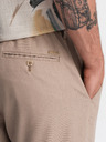 Ombre Clothing Světle hnědé pánské chino kalhoty s příměsí lnu Ombre Clothing