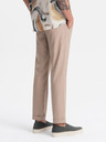 Ombre Clothing Světle hnědé pánské chino kalhoty s příměsí lnu Ombre Clothing
