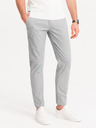 Ombre Clothing Světle šedé pánské chino kalhoty s ozdobným páskem Ombre Clothing