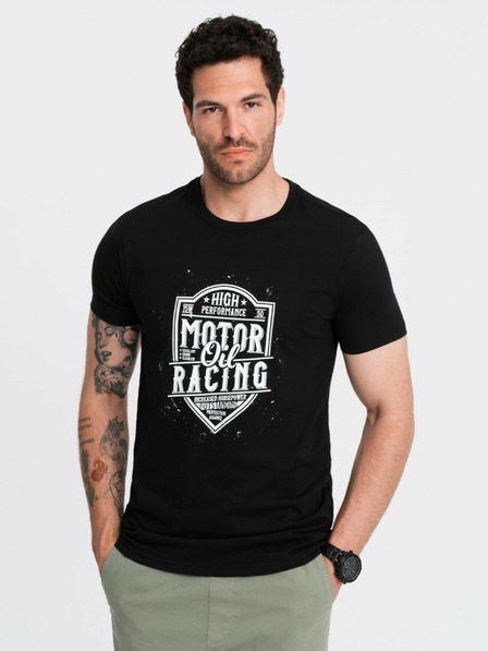Ombre Clothing Černé pánské tričko s potiskem Ombre Clothing