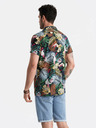 Ombre Clothing Modrá pánská vzorovaná košile s krátkým rukávem Ombre Clothing