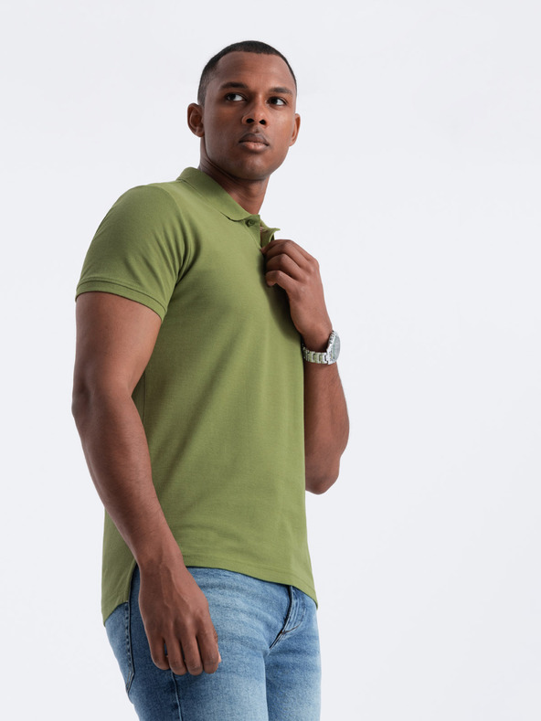 Ombre Clothing Zelené pánské úpletové polo tričko Ombre Clothing