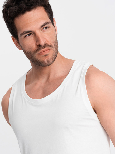 Ombre Clothing Bílé pánské bavlněné basic tílko Ombre Clothing