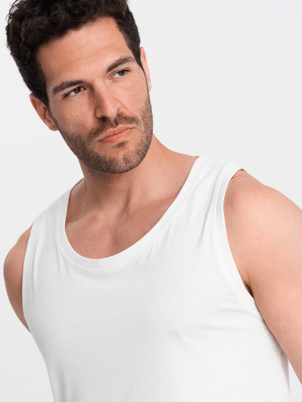 Ombre Clothing Bílé pánské bavlněné basic tílko Ombre Clothing