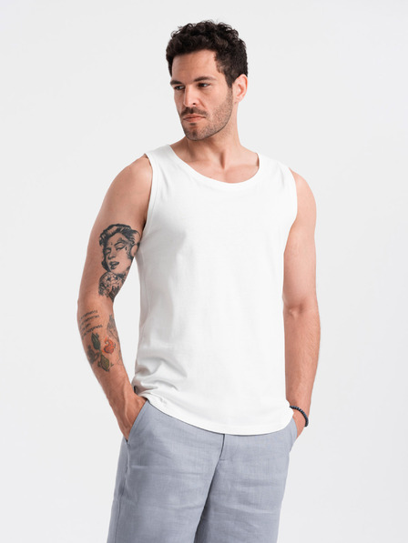 Ombre Clothing Bílé pánské bavlněné basic tílko Ombre Clothing