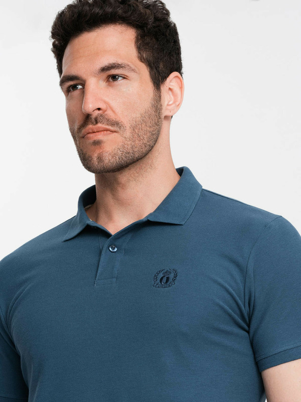Ombre Clothing Modré pánské basic polo tričko Ombre Clothing