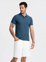 Ombre Clothing Modré pánské basic polo tričko Ombre Clothing