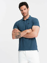 Ombre Clothing Modré pánské basic polo tričko Ombre Clothing