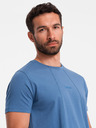 Ombre Clothing Modré pánské tričko s jemnou výšivkou Ombre Clothing