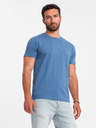 Ombre Clothing Modré pánské tričko s jemnou výšivkou Ombre Clothing