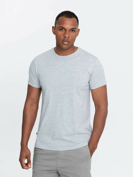 Ombre Clothing Světle šedé pánské basic tričko Ombre Clothing
