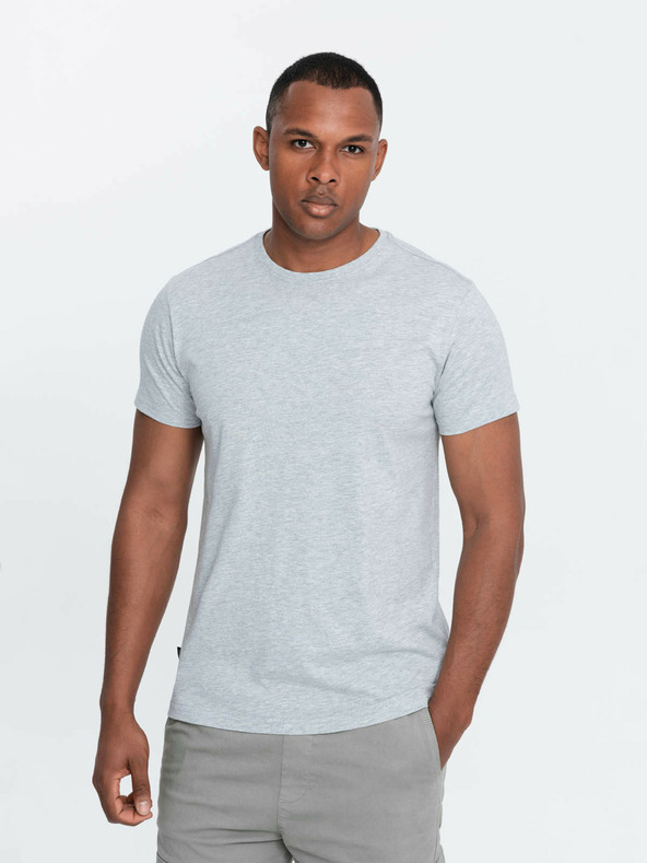 Ombre Clothing Světle šedé pánské basic tričko Ombre Clothing