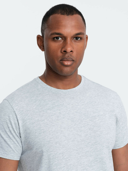 Ombre Clothing Světle šedé pánské basic tričko Ombre Clothing
