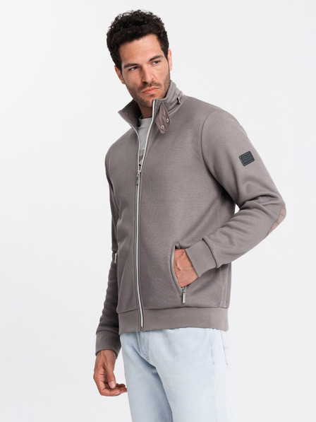 Ombre Clothing Šedá pánská bunda s vysokým límcem a fleecovým vnitřkem Ombre Clothing