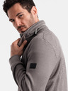 Ombre Clothing Šedá pánská bunda s vysokým límcem a fleecovým vnitřkem Ombre Clothing