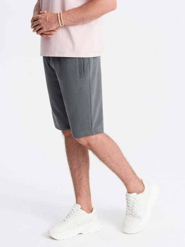 Ombre Clothing Šedé pánské basic teplákové kraťasy Ombre Clothing