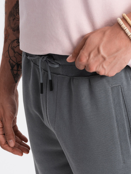 Ombre Clothing Šedé pánské basic teplákové kraťasy Ombre Clothing