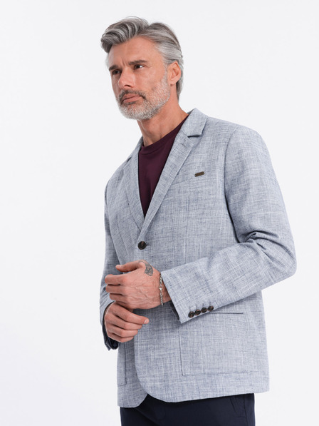 Ombre Clothing Světle modré pánské sako Ombre Clothing