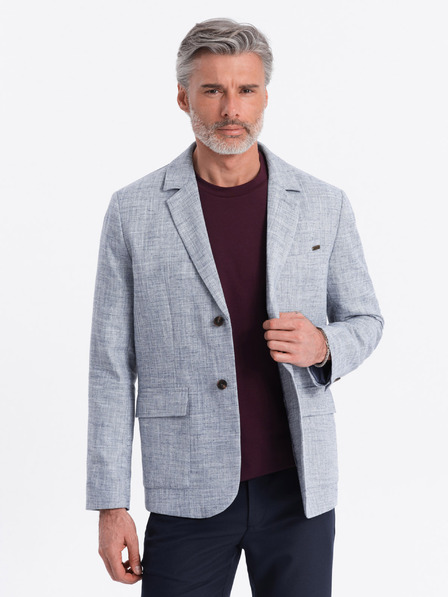 Ombre Clothing Světle modré pánské sako Ombre Clothing