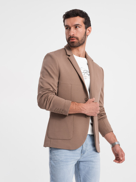 Ombre Clothing Béžové pánské sako s kapsami Ombre Clothing