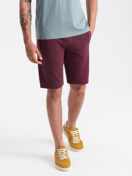 Ombre Clothing Vínové pánské basic teplákové kraťasy Ombre Clothing