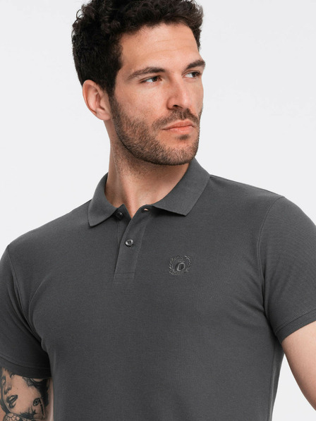 Ombre Clothing Šedé pánské basic polo tričko Ombre Clothing