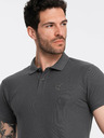 Ombre Clothing Šedé pánské basic polo tričko Ombre Clothing