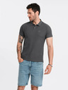 Ombre Clothing Šedé pánské basic polo tričko Ombre Clothing