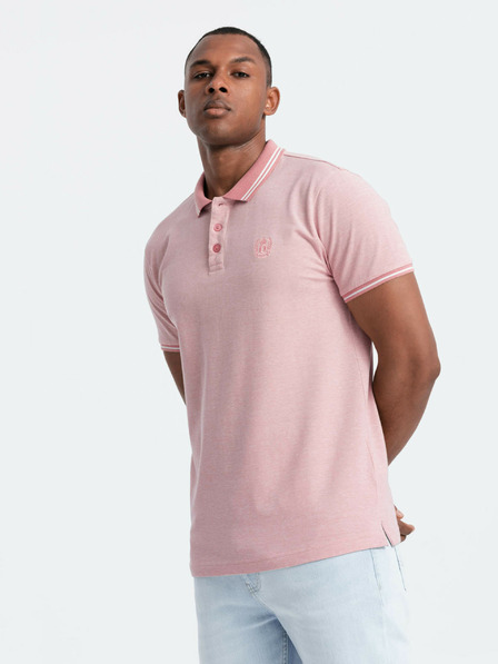 Ombre Clothing Melanżowa koszulka męska polo z kołnierzykiem w paski Ombre Clothing