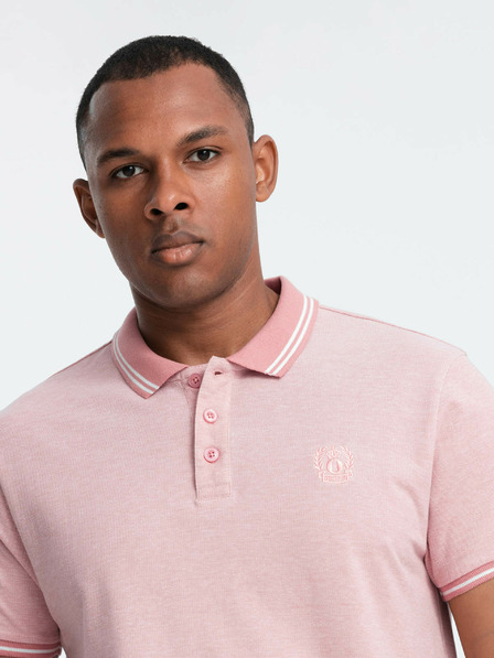 Ombre Clothing Melanżowa koszulka męska polo z kołnierzykiem w paski Ombre Clothing