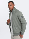 Ombre Clothing Khaki pánská bunda s vysokým límcem a fleecovým vnitřkem Ombre Clothing