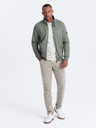 Ombre Clothing Khaki pánská bunda s vysokým límcem a fleecovým vnitřkem Ombre Clothing