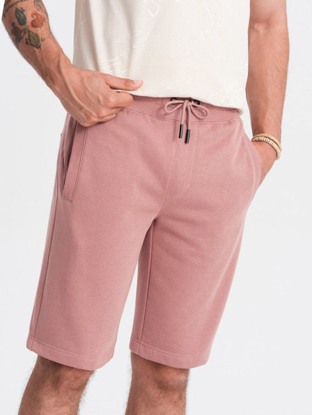 Ombre Clothing Růžové pánské basic teplákové kraťasy Ombre Clothing
