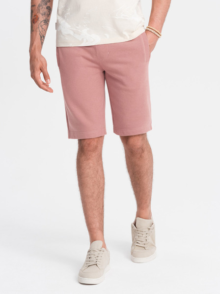 Ombre Clothing Růžové pánské basic teplákové kraťasy Ombre Clothing