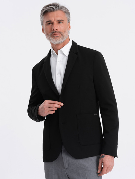 Ombre Clothing Černé pánské sako s kapsami Ombre Clothing