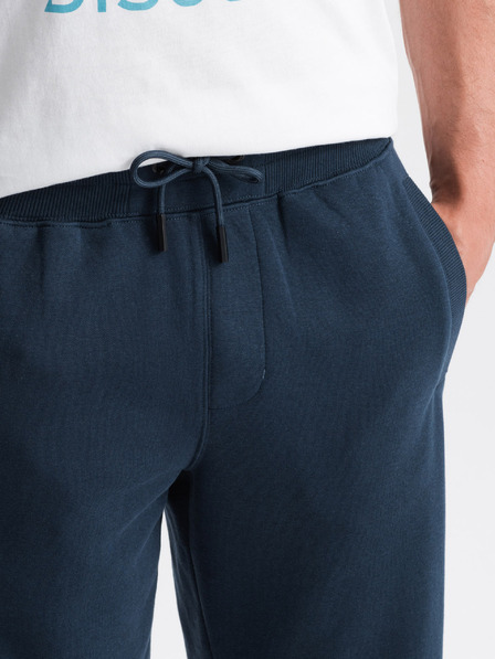 Ombre Clothing Tmavě modré pánské basic teplákové kraťasy Ombre Clothing