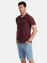 Ombre Clothing Vínové pánské basic polo tričko Ombre Clothing