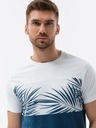 Ombre Clothing Bílo-modré pánské tričko s potiskem Ombre Clothing