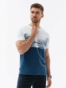 Ombre Clothing Bílo-modré pánské tričko s potiskem Ombre Clothing