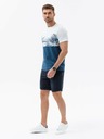 Ombre Clothing Bílo-modré pánské tričko s potiskem Ombre Clothing
