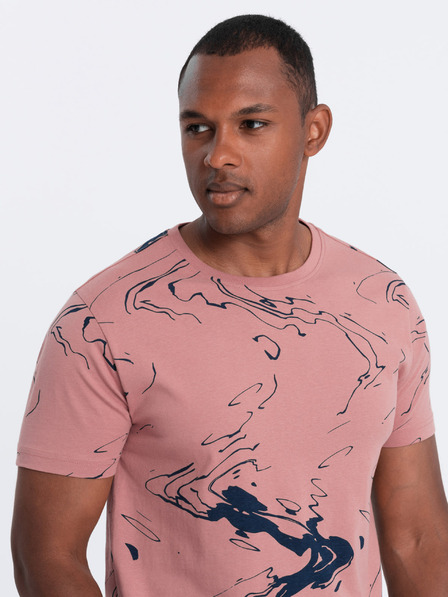 Ombre Clothing Růžové pánské vzorované tričko Ombre Clothing